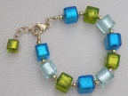 Aqua Blue & Lime Green 11mm Cube Bracelet